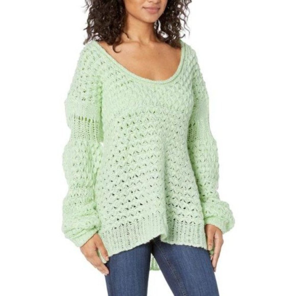 Free People Crashing Waves Pullover Green Sweater